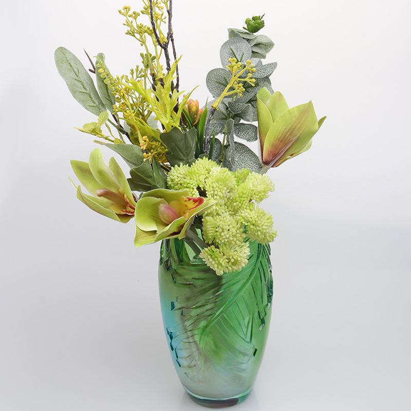 Vas Kaca Ruang Tamu Rangkaian Bunga Kaca Kristal Vas Artistik Dekorasi Rumah Ornamen Meja Makan “Harmoni”