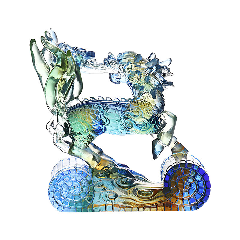 Ornamen Kristal Kaca Berwarna Biru Kuning Hijau Kebijaksanaan Kirin