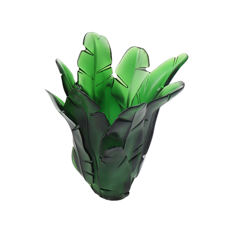 Vas Kaca Daun Pisang Hijau Dekorasi Rumah