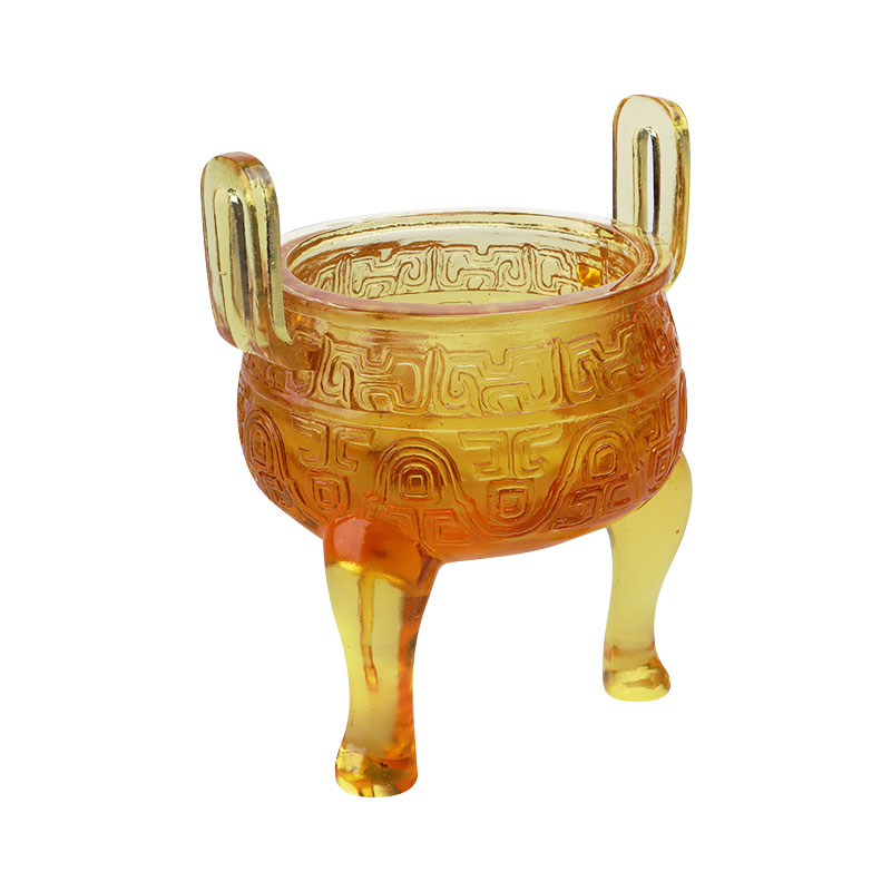 Ornamen tripod glasir berwarna emas