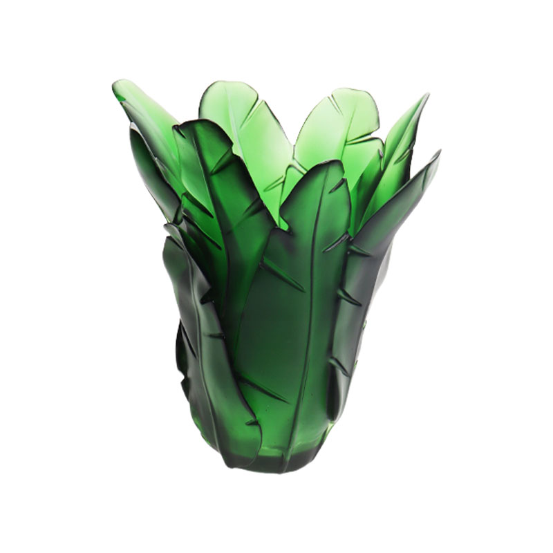 Vas Kaca Daun Pisang Hijau Dekorasi Rumah