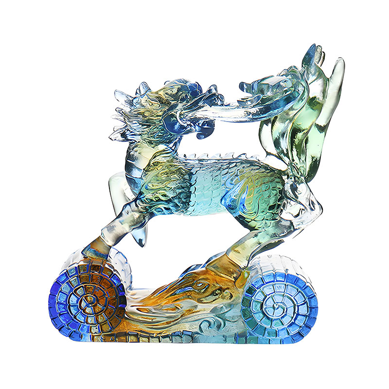 Ornamen Kristal Kaca Berwarna Biru Kuning Hijau Kebijaksanaan Kirin