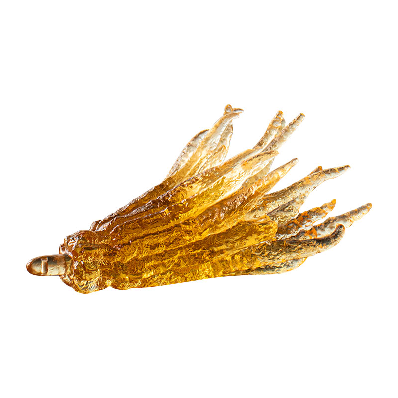 Tempat dupa kaca berwarna emas berbentuk tangan