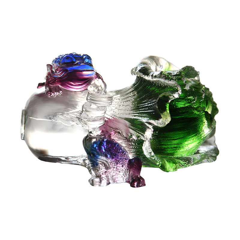 Ornamen Patung Katak Emas Kaca Kristal