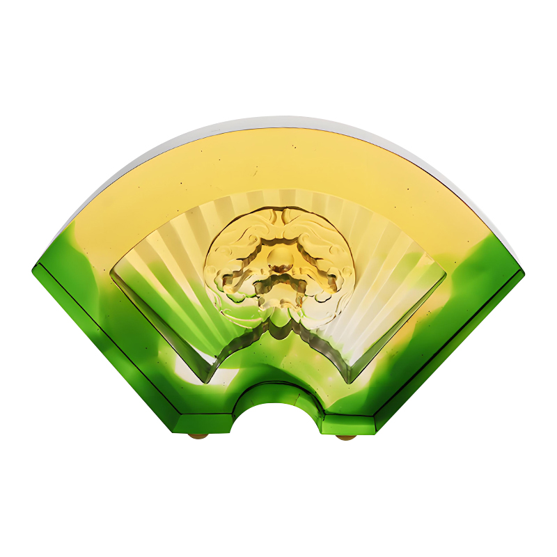 Ornamen kaca mengkilap berbentuk kipas Cina