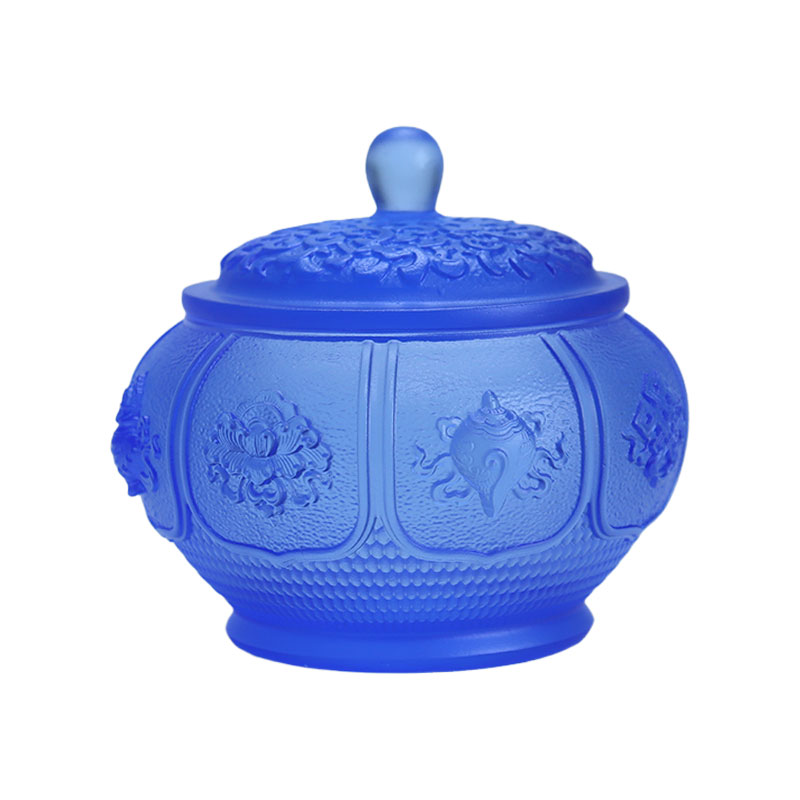 Set Persembahan Kaca Kristal Altar Buddha seri Delapan Harta Karun Lotus