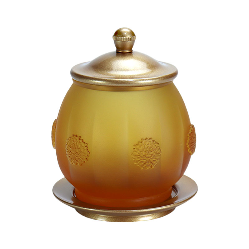 Set Persembahan Kaca Emas Altar Buddha Seri