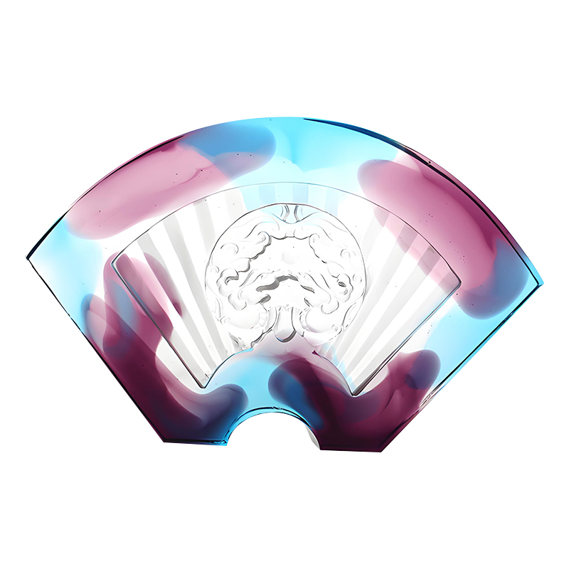 Ornamen kaca mengkilap berbentuk kipas Cina