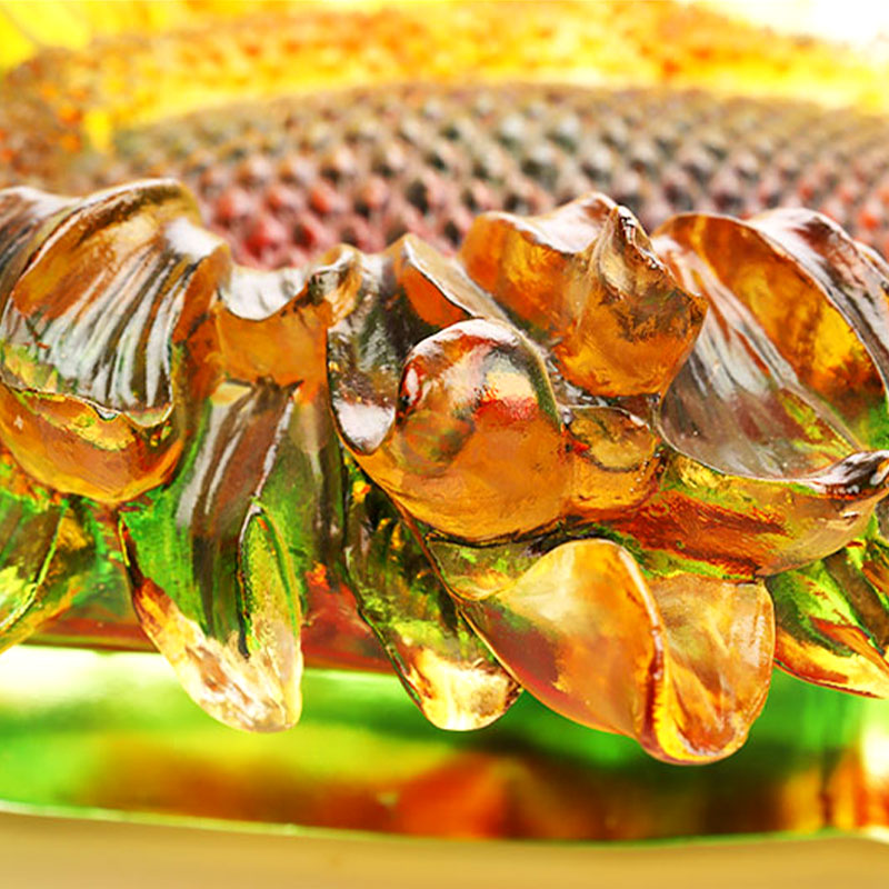 Baki Buah Kaca Glasir Berwarna Bentuk Bunga Matahari