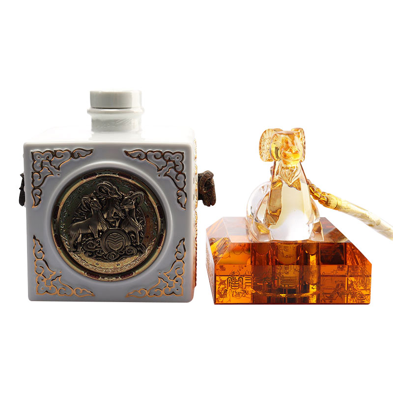 Set Botol Anggur Kaca Kristal Tutup Bentuk Hewan Zodiak Cina