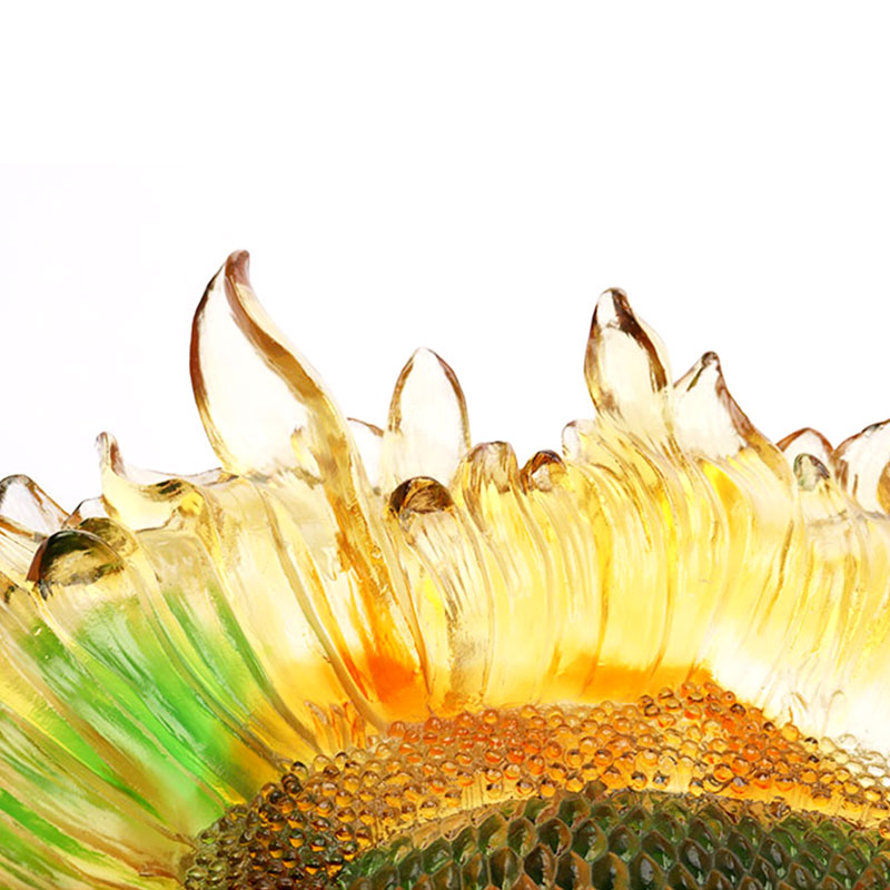 Baki Buah Kaca Glasir Berwarna Bentuk Bunga Matahari