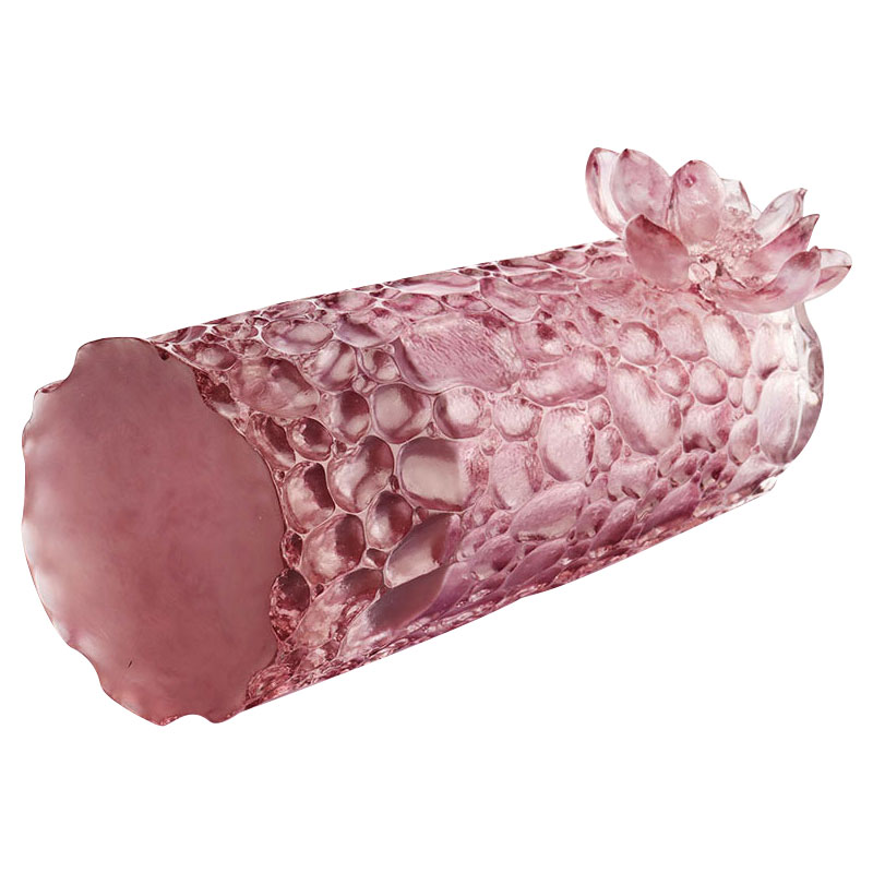 Tekstur kerikil vas kaca merah muda ungu