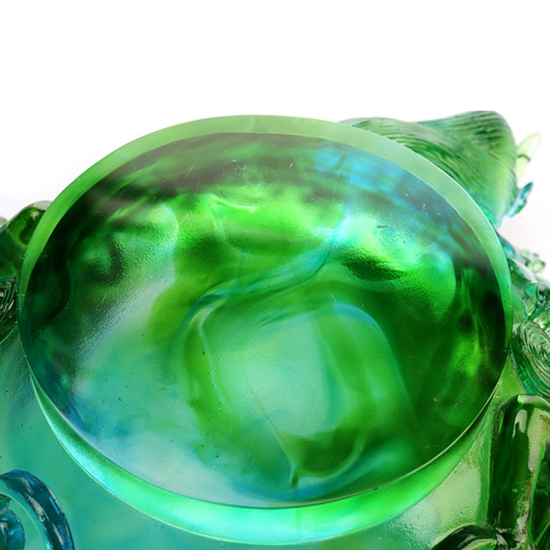 Piring buah kaca hijau transparan