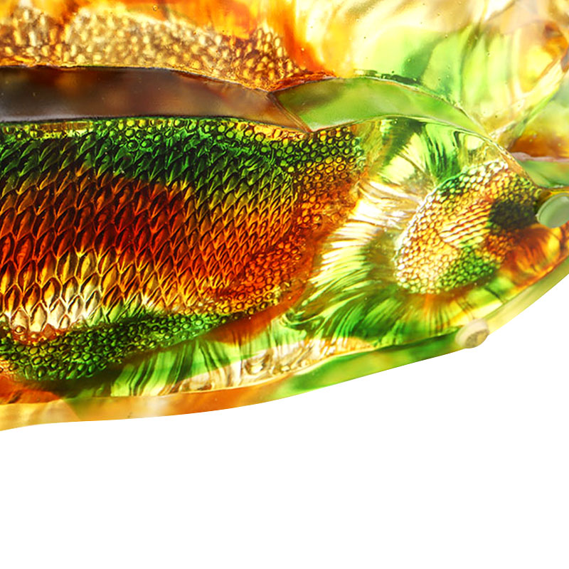 Baki Buah Kaca Glasir Berwarna Bentuk Bunga Matahari