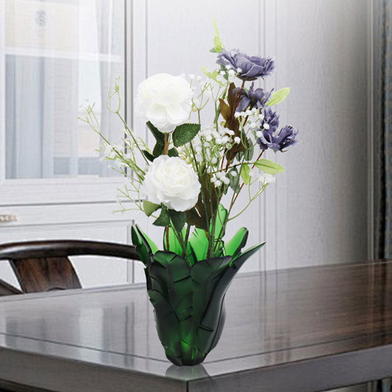 Vas Kaca Daun Pisang Hijau Dekorasi Rumah