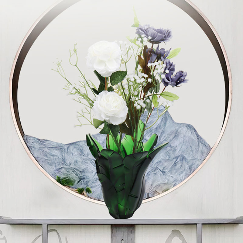 Vas Kaca Daun Pisang Hijau Dekorasi Rumah