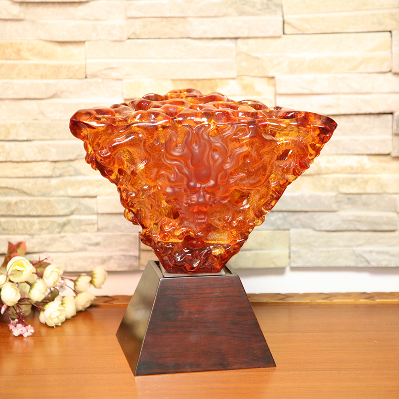 Ornamen desktop lampu hias kaca oranye