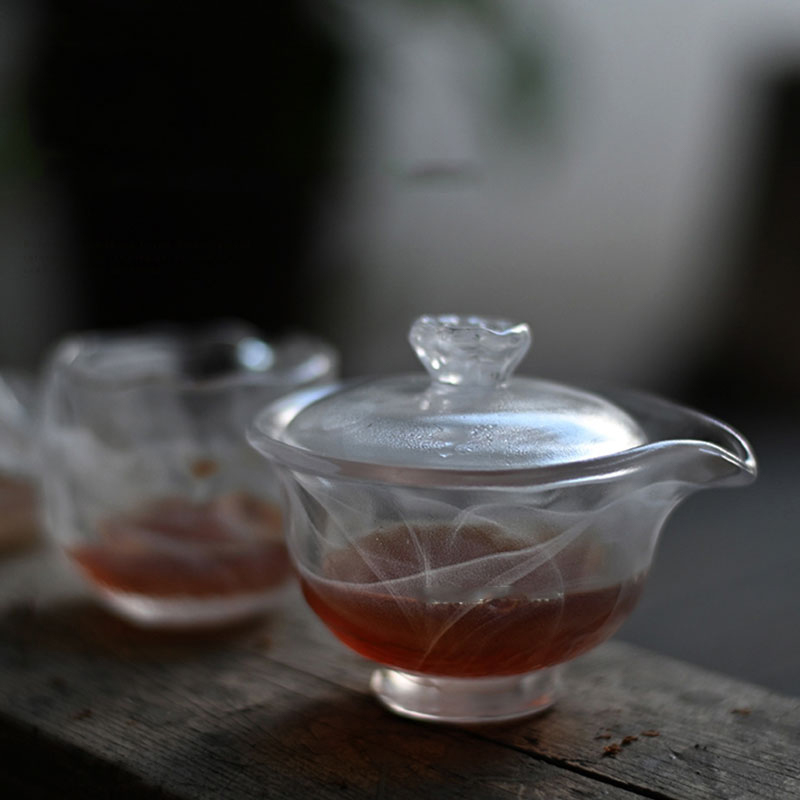 Set Teh Kaca Transparan dengan Teko, Cangkir Teh