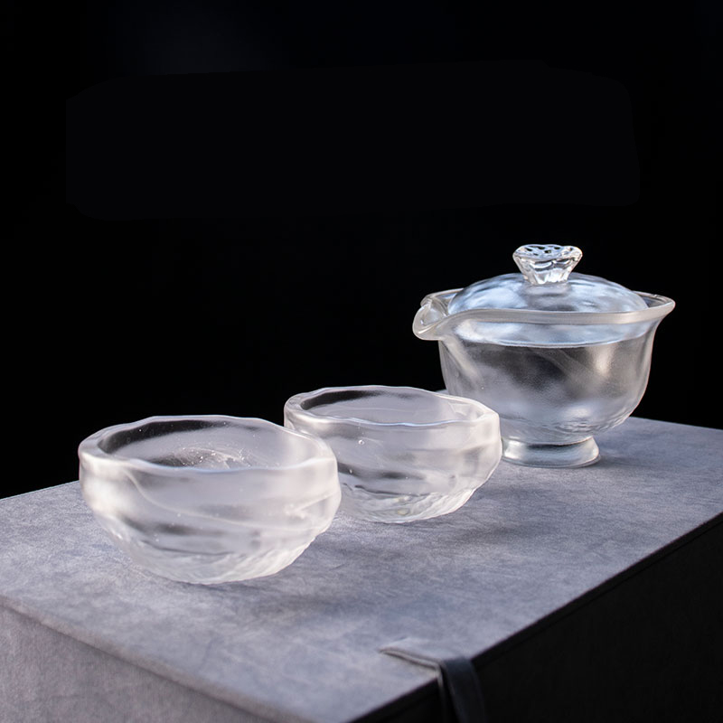 Set Teh Kaca Transparan dengan Teko, Cangkir Teh