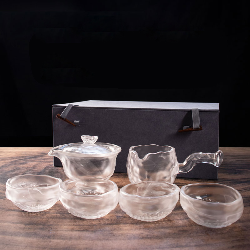 Set Teh Kaca Transparan dengan Teko, Cangkir Teh