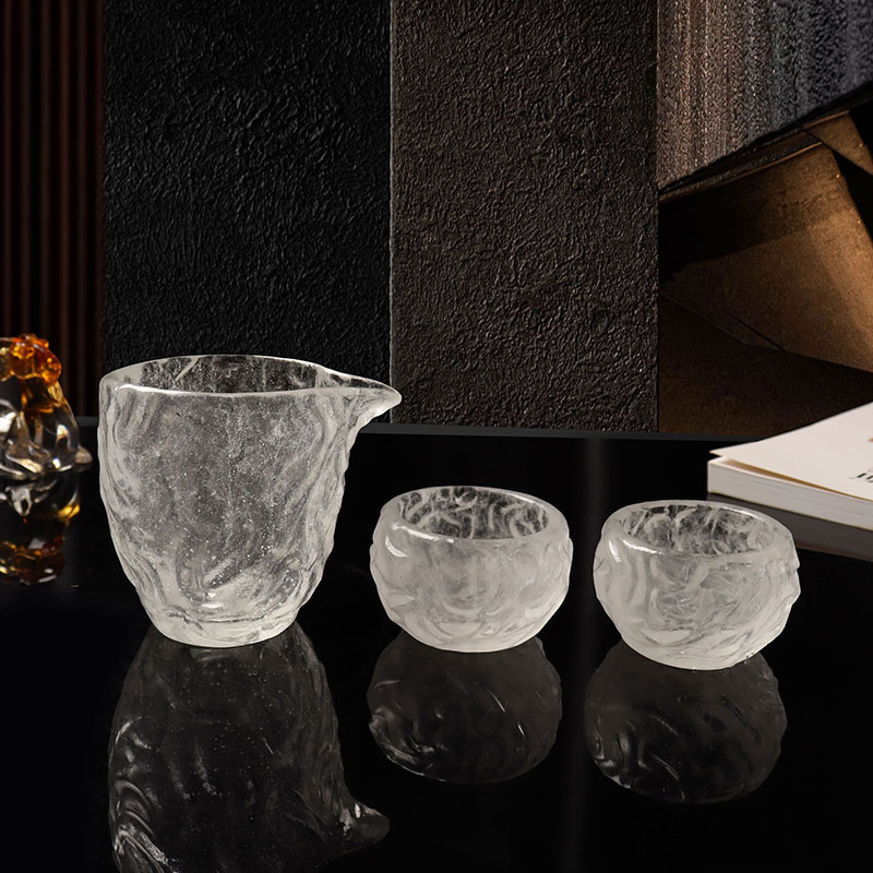 Set Cangkir Teh Kaca transparan pola gelembung untuk penggunaan rapat di rumah dan kantor