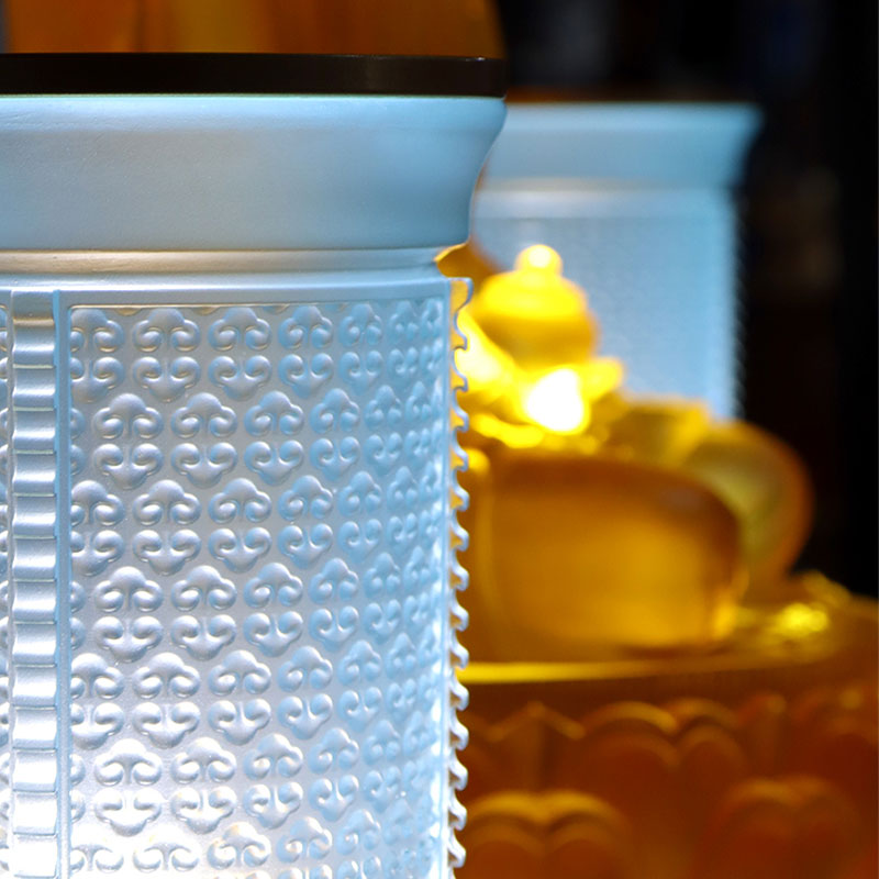 Set persembahan altar Buddha kaca seri Ruyi biru muda