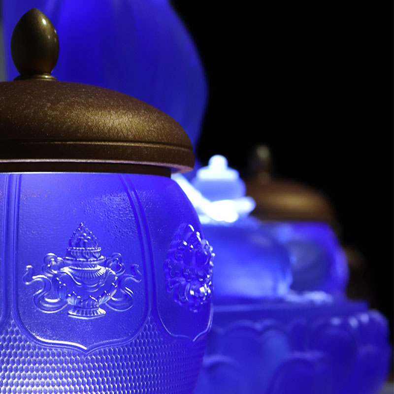 Set Persembahan Kaca Kristal Altar Buddha seri Delapan Harta Karun Lotus