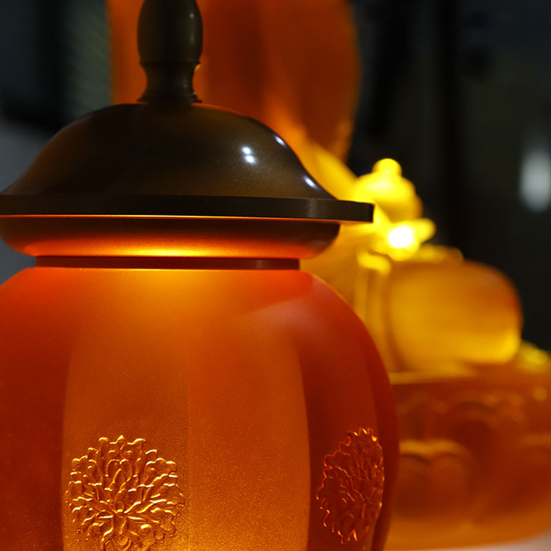 Set Persembahan Kaca Emas Altar Buddha Seri