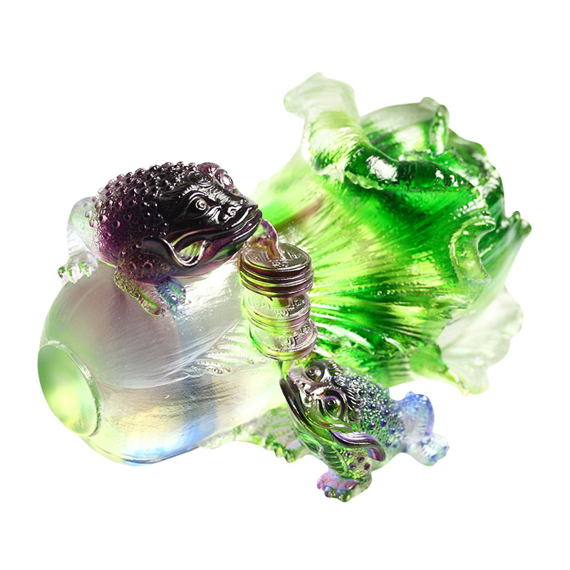 Ornamen Patung Katak Emas Kaca Kristal